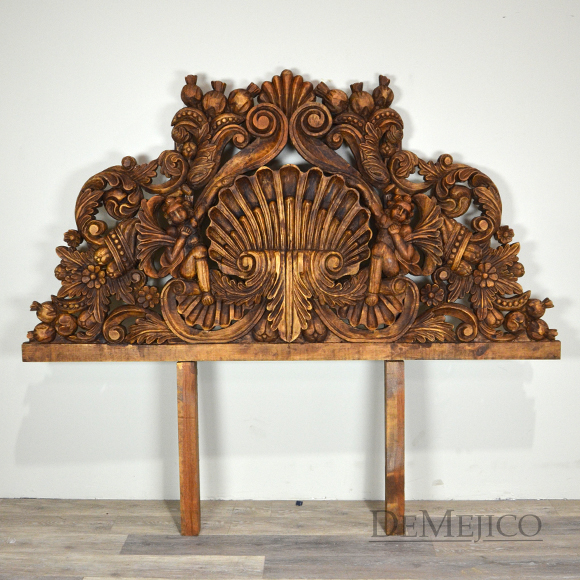 Colonial Hand Carved Headboard, Spanish Headboard   Demejico