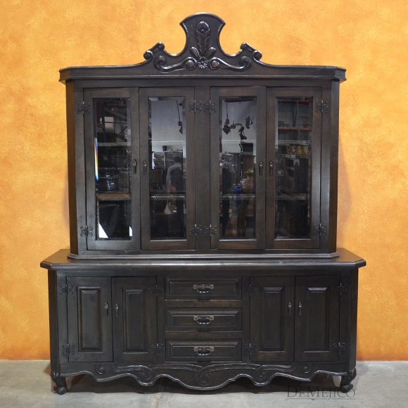 Dark Conquista Hutch Spanish Carved Hutch Spanish Hutch Demejico