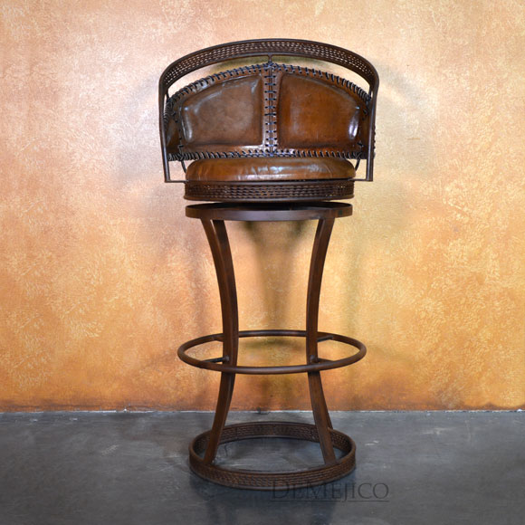 Iron Equipal Barstool, Spanish Barstool, Swivel Barstool - Demejico